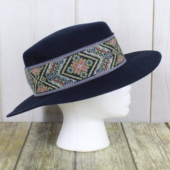 Fedoria by BOLLMAN Blue 100% Wool Felt Fedora Hat - Picture 3 of 10